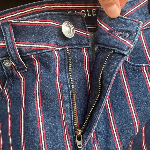 American Eagle• NWOT High Rise Striped Blue, Red and White Mini Skirt, Sz 6, - Picture 9 of 17